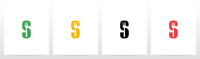 Fork On Letter Logo Design S