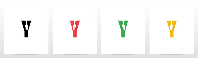 Fork On Letter Logo Design Y