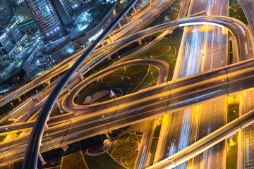 Fototapeta na wymiar Elevated highway and viaduct in Dubai.