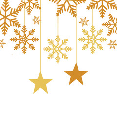 snowflakes wit stars christmas hanging isolated icon