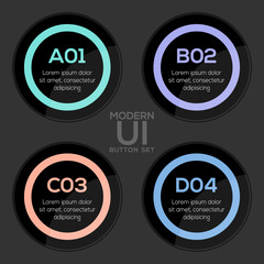 Modern user interface circle button set in Dark style