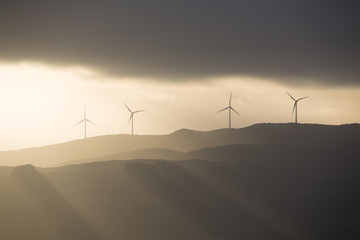 Wind turbines at sunrise