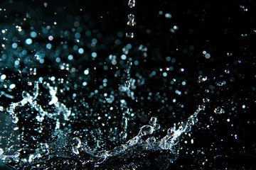 Water droplet on black background
