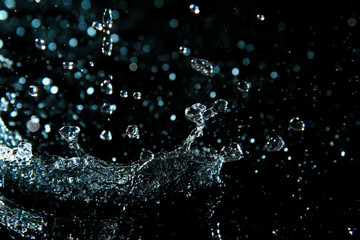 Water droplet on black background