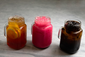 bandung syrup, cincau and ice lemon tea popular malaysian drinks