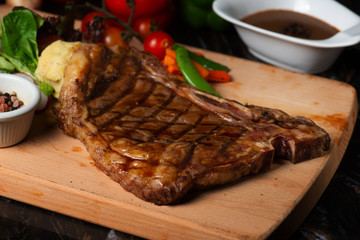 Perfectly cooked medium rare fillet mignon beek steak close view