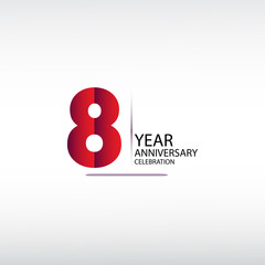 8 years anniversary celebration logotype. anniversary logo with red, vector design for celebration, invitation card, and greeting card
