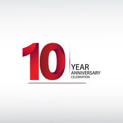 10 years anniversary celebration logotype. anniversary logo with red, vector design for celebration, invitation card, and greeting card