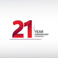 21 years anniversary celebration logotype. anniversary logo with red, vector design for celebration, invitation card, and greeting card