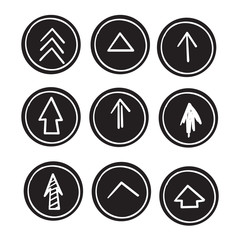 hand drawn arrow symbol for Swipe up story icon. Scroll arrow drag button, social media interface action icon. with doodle line art cartoon