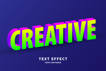 3D isometric green and purple text effect, editable text