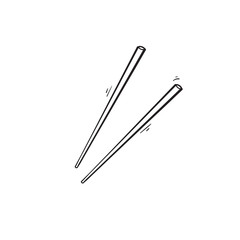 hand drawn asian chopstick. japanese and chinese food stick illustration.doodle