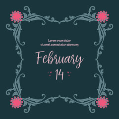 The beauty of leaf and wreath frame, for seamless 14 February ornate poster. Vector