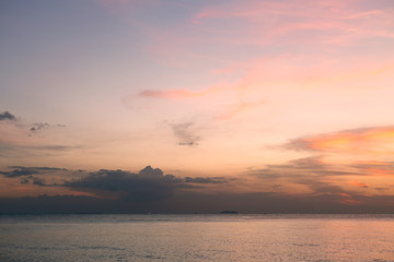 Sea pink sunset. Beautiful color clouds.