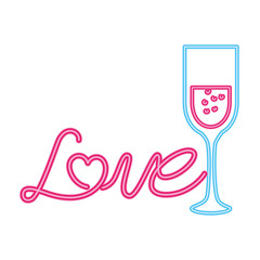 love label in neon light on white background