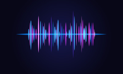 Soundwave vector abstract background. Music radio wave. Sign of audio digital record, vibration, pulse and music soundtrack. - obrazy, fototapety, plakaty