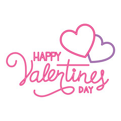happy valentines day label in neon light