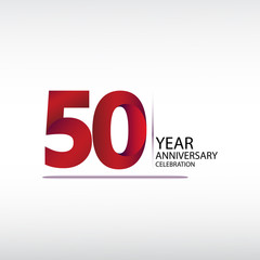 50 years anniversary celebration logotype. anniversary logo with red, vector design for celebration, invitation card, and greeting card