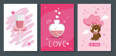 Fototapeta na wymiar set icons for san valentines day with decoration