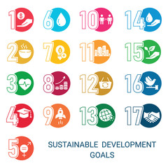 Icons Set .Sustainable Development Goals. 
