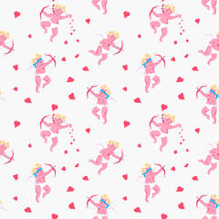 Seamless pattern with Playful Cupid