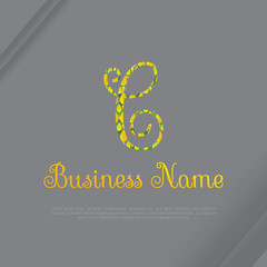 Fototapeta premium C Letter Script Font Logo Template with Foliage Style