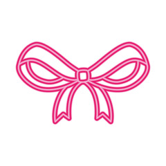 beautiful ribbon in neon light on white background