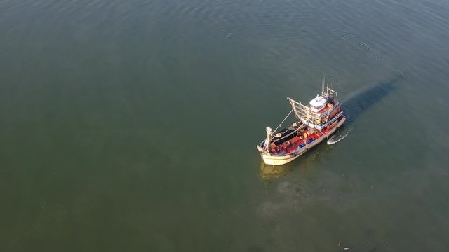 Fishing trawler boat in Thailand. Boat crew are frequently refugees from Myanmar, and face exploitation and poor working conditions