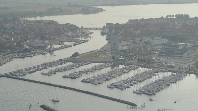 Aerial view of harbour during day