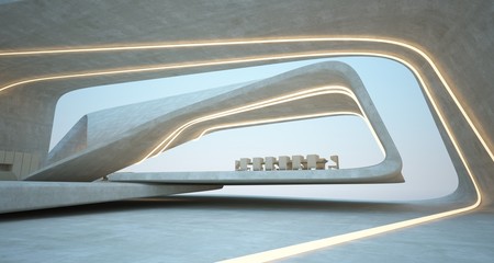 Fototapeta premium Abstract architectural concrete interior of a modern villa. 3D illustration and rendering.