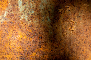 Close-up of Rust and damaged on Old metal iron panel