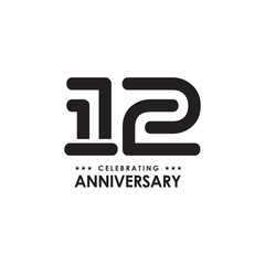 12th year anniversary emblem logo design vector template
