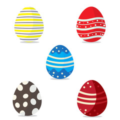 Happy Easter.Set of Easter eggs with different texture on a white background.Spring holiday.