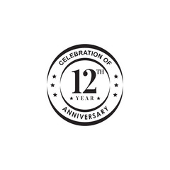 12th year anniversary emblem logo design vector template