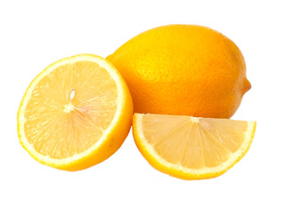 Fresh lemon fruits slice on white background.