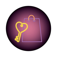shopping bag in neon light, valentines day