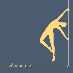 Fototapeta na wymiar Silhouette of girl and pole. Pole dance illustration.