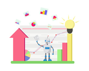 illustration of modern automated business robot concept design