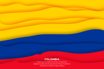Colombia flag in paper cut style. Yellow, Blue and Red color.