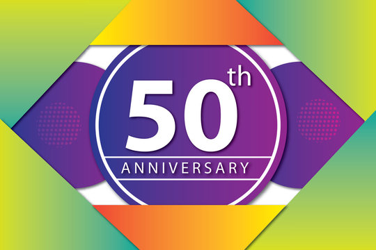 50th years anniversary logo, vector design birthday celebration with colorful geometric background