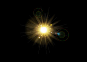 Vector transparent sunlight special lens flash light effect.front sun lens flash. Vector blur in the light of radiance. Element of decor.