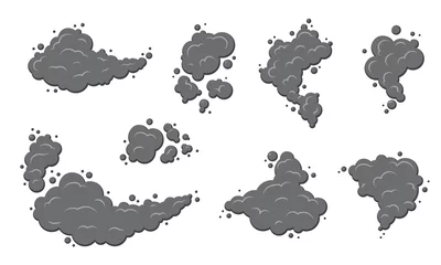Wandcirkels plexiglas Flat smoke cloud set. Smoking, smog, dust clouds.  © Marina