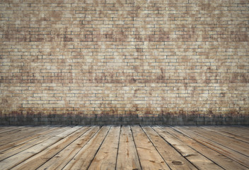 room with brick wall