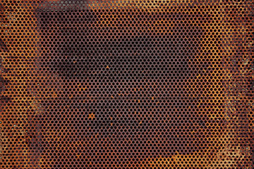 Texture old paint on a rust metal surface. Metal background, rust, copy space - obrazy, fototapety, plakaty