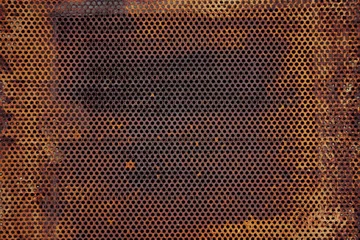 Foto op Canvas Textuur oude verf op een roest metalen oppervlak. Metalen achtergrond, roest, kopieer ruimte © Georgii