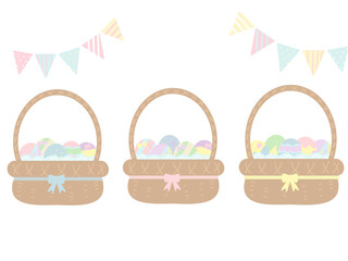 Many Easter eggs in a basket