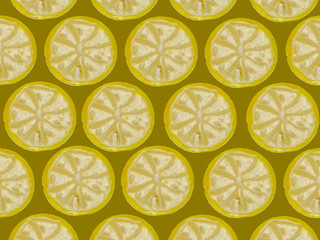 Seamless pattern with yellow citrus slices ..