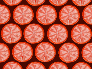 Seamless pattern with red citrus slices ..