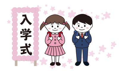 入学式の男子と女子
