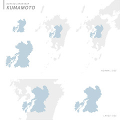 dotted Japan map, Kumamoto